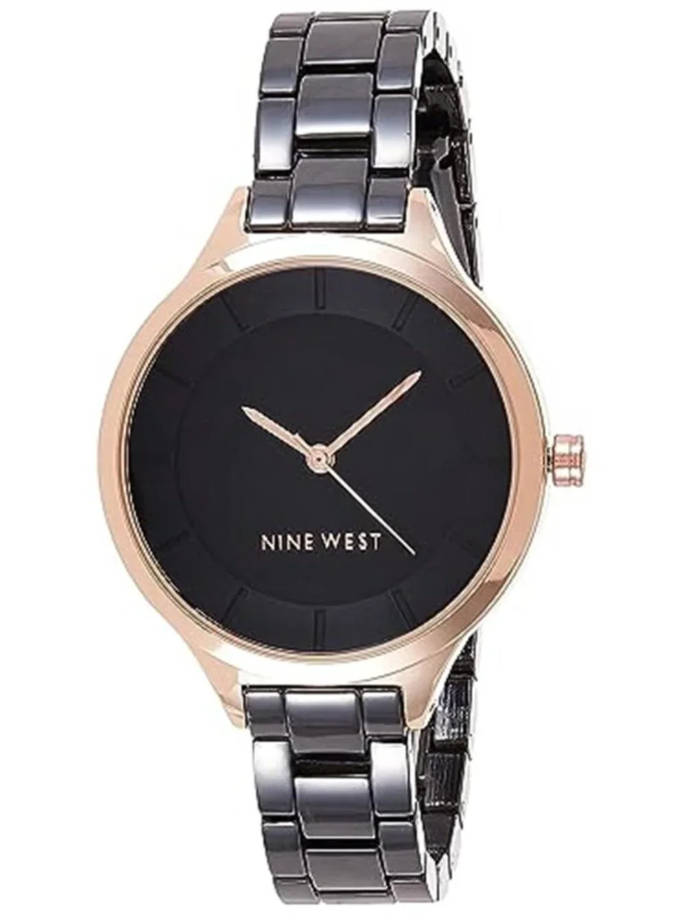 Nine West Women's Bracelet Watch Black Silver